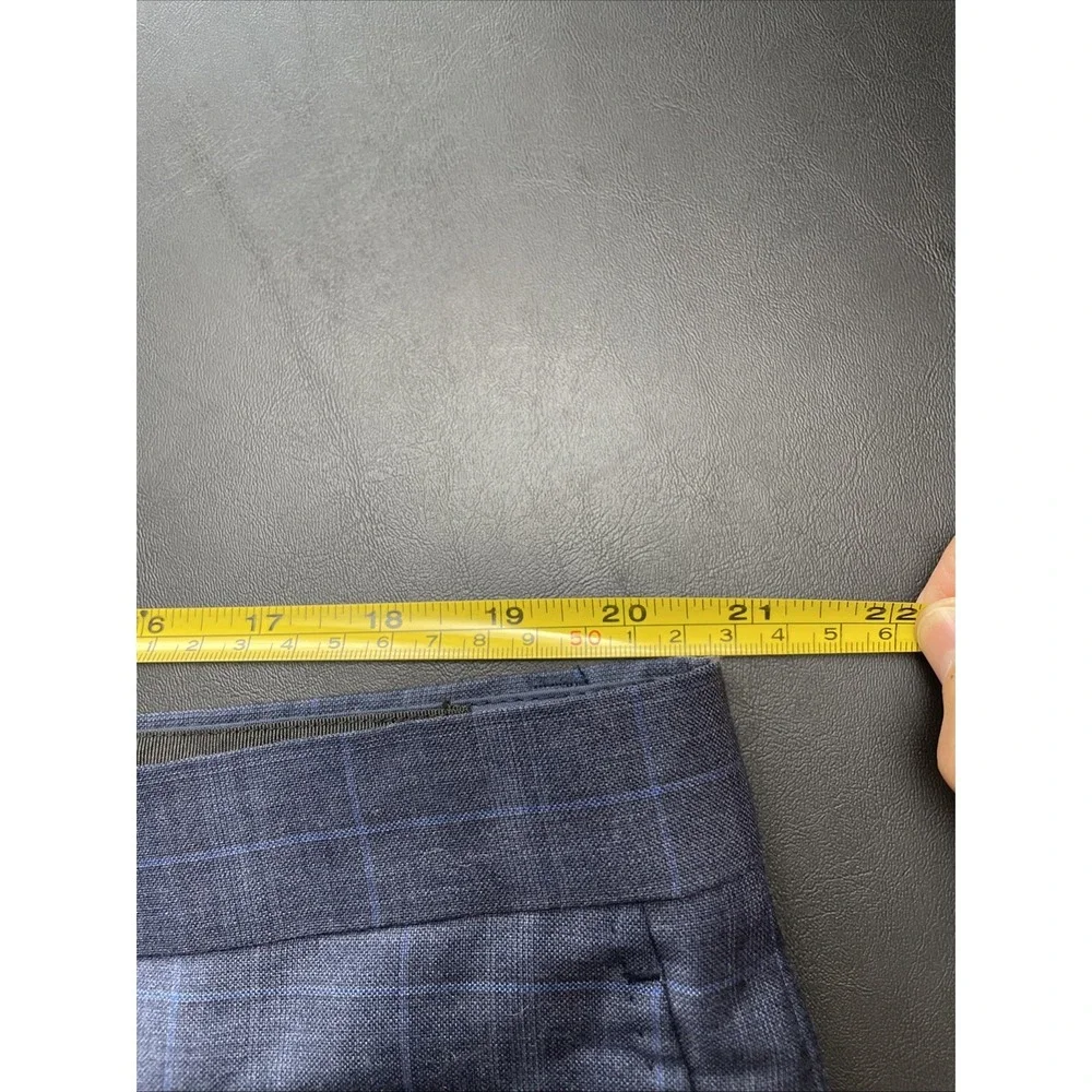 Max Davoli Baroni Suit 48S 100% Wool Super 150s Blue Plaid Pants 42 x 29